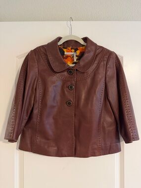 Classiques Entier Genuine Leather Jacket Brown Small